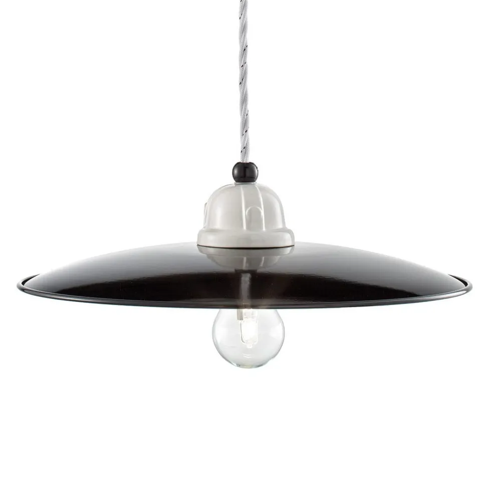 Retro pendellampe C1612 sort og hvid