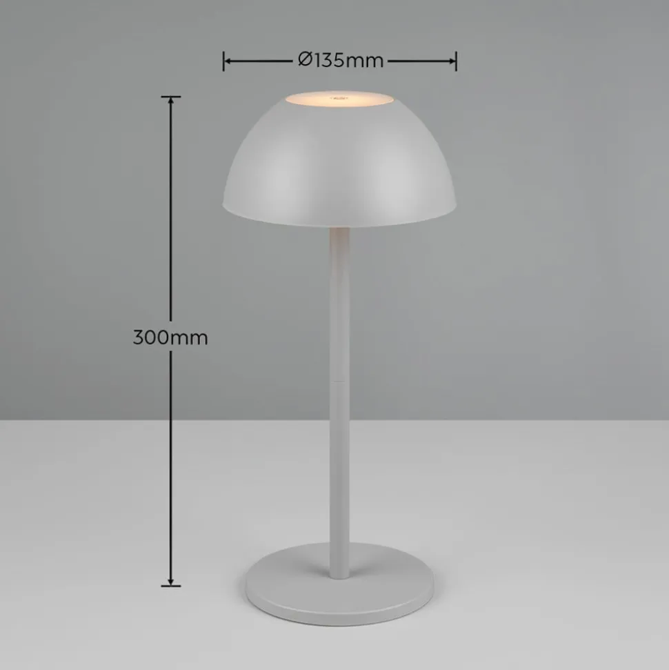 Ricardo LED genopladelig bordlampe, grå, højde 30 cm, plast