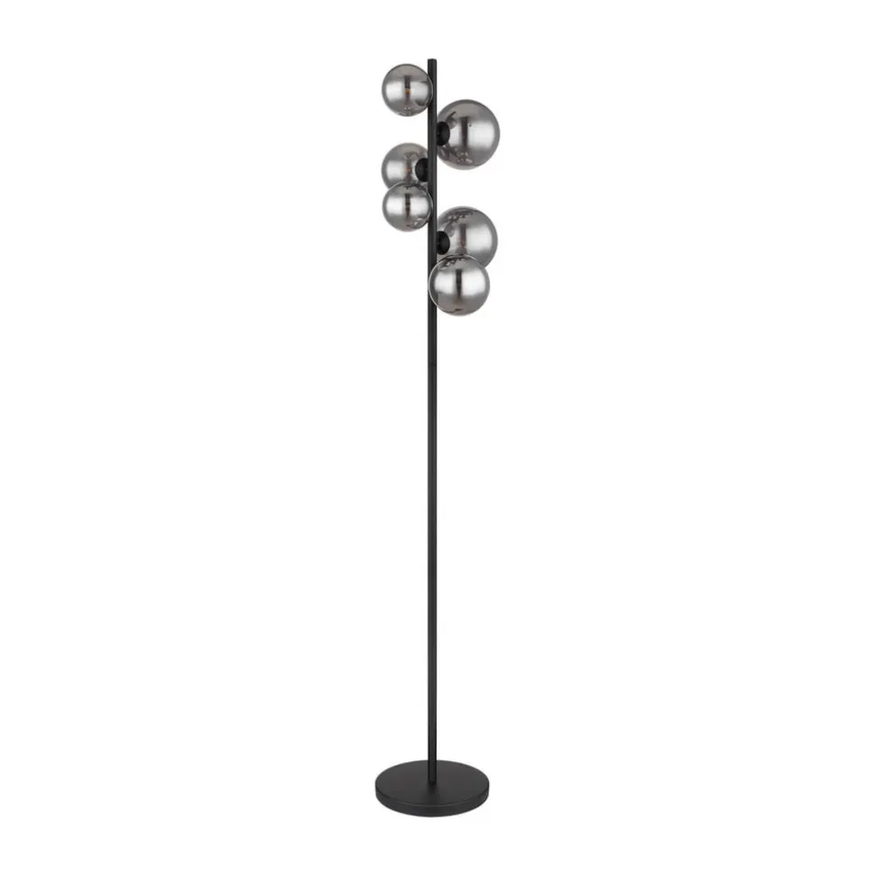 Riha gulvlampe, højde 155 cm, sort/røgfarvet, 6 lyskilder.