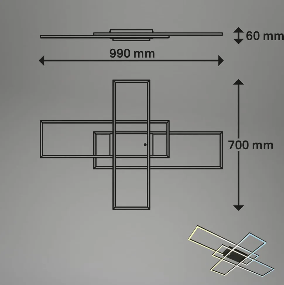 Roami loftlampe, 104x71cm, sort, CCT, fjernbetjening