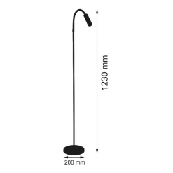 Rocco LED-gulvlampe, krom, rød flexarm