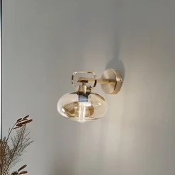 Rolan væglampe, messingfarvet, Ø 19 cm, højde 21 cm, glas