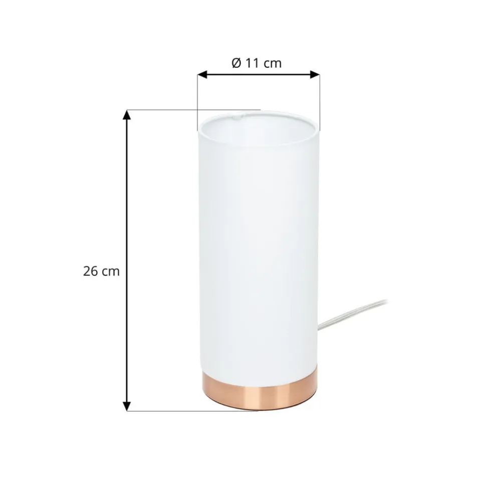 Ronja hvid bordlampe med kobberfarvet fod