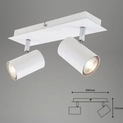 Run loftslampe, drejelig, 2-lys, hvid