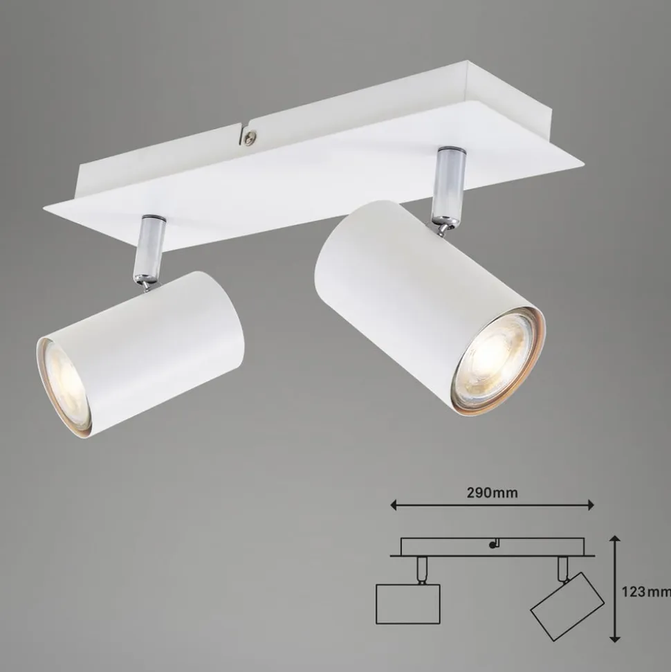 Run loftslampe, drejelig, 2-lys, hvid