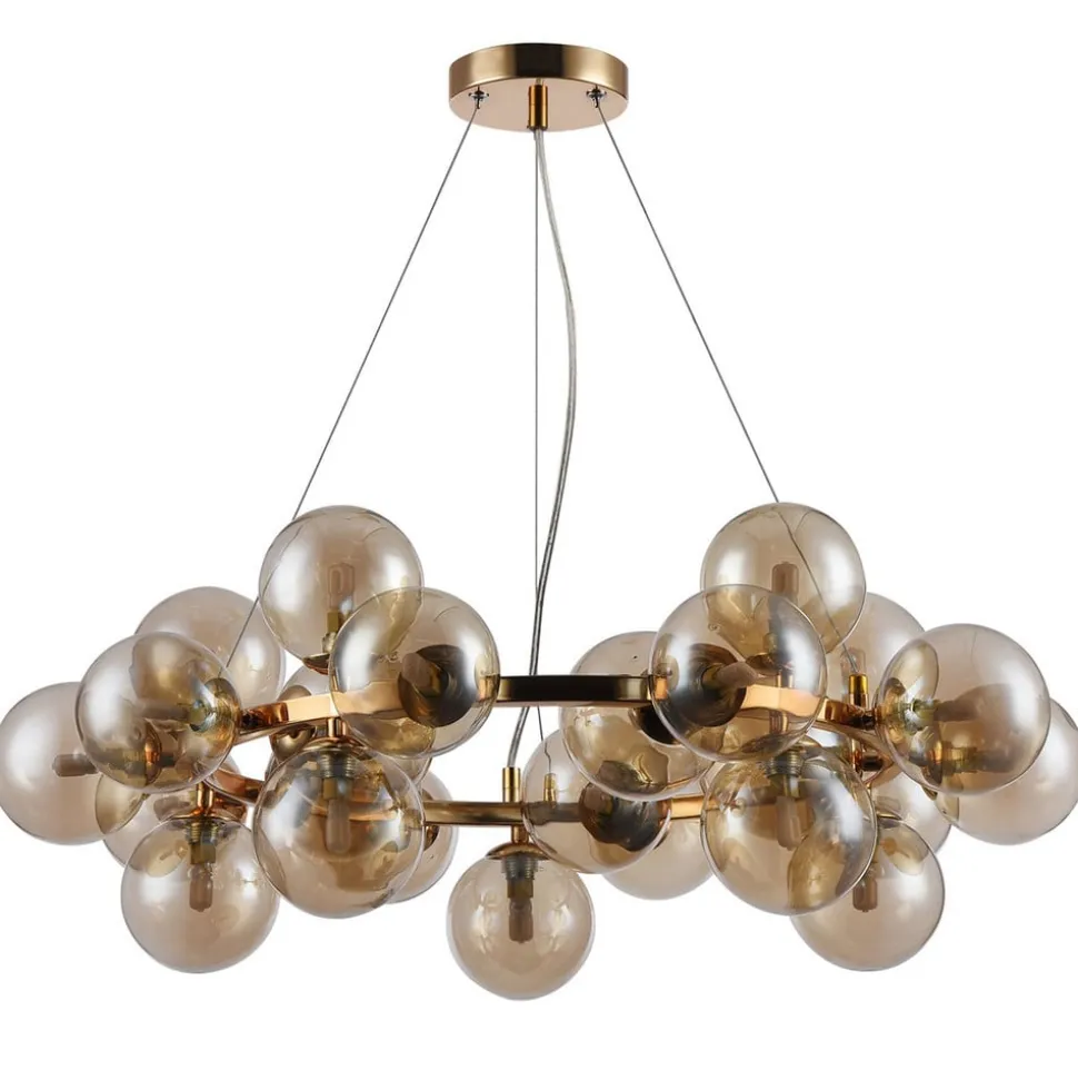 Rund Dallas pendellampe, guld