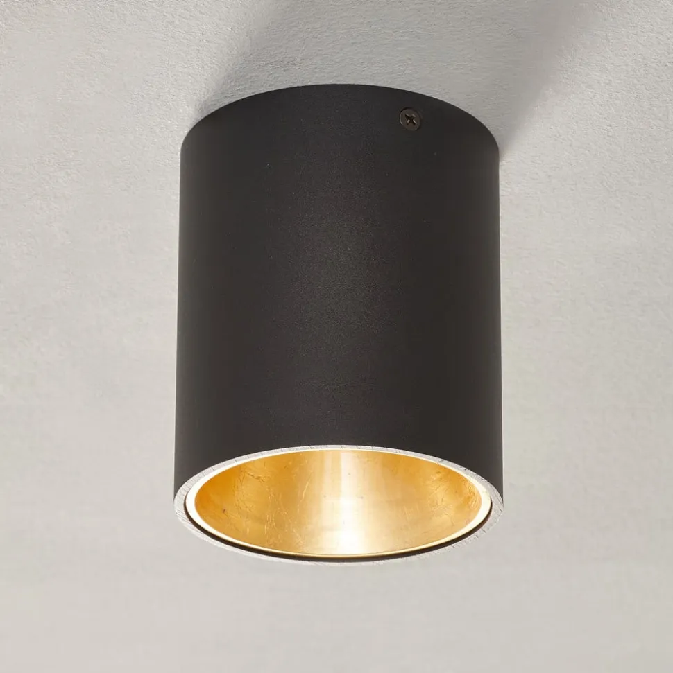 Rund Polasso LED-loftlampe, sort-guld