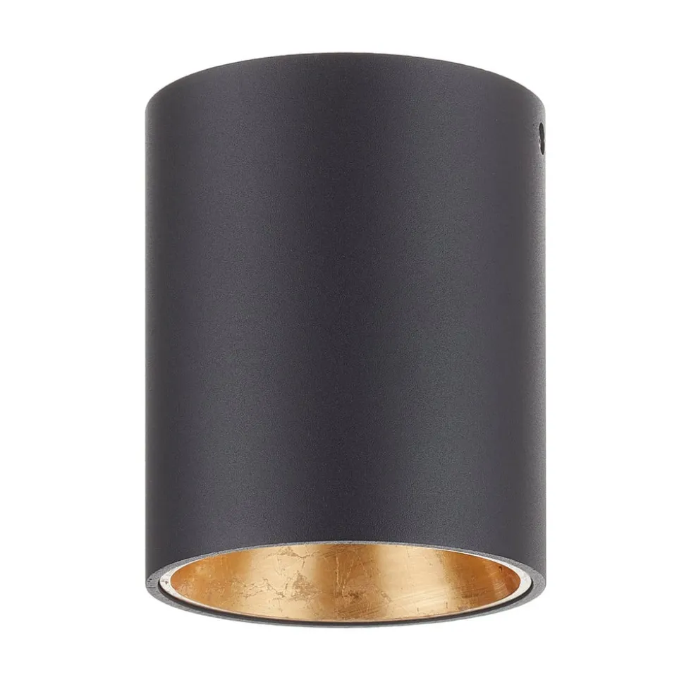 Rund Polasso LED-loftlampe, sort-guld