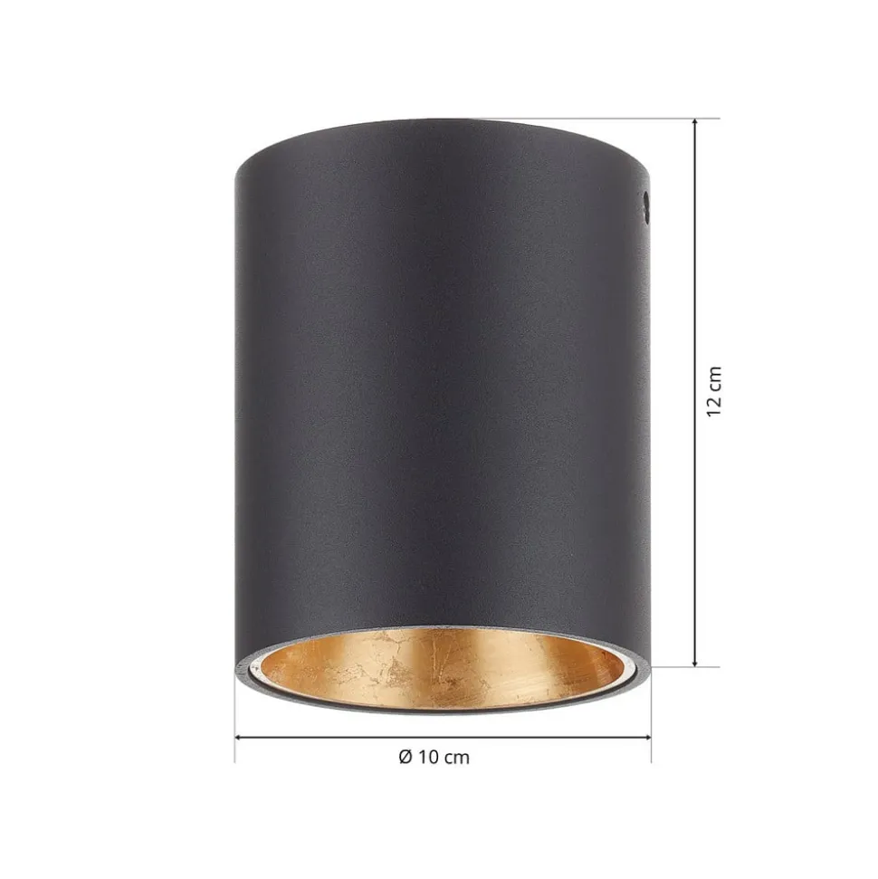 Rund Polasso LED-loftlampe, sort-guld
