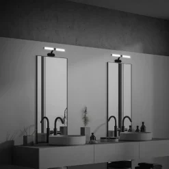 Runt LED-væglampe IP44 arm 4.000 K sort