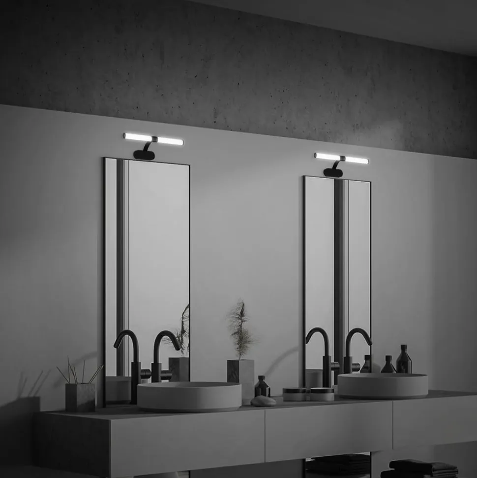 Runt LED-væglampe IP44 arm 4.000 K sort