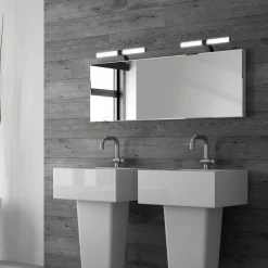 Runt LED-væglampe IP44 arm 4.000 K sort