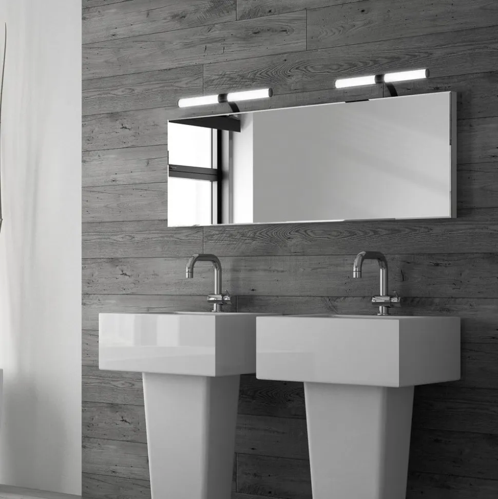 Runt LED-væglampe IP44 arm 4.000 K sort