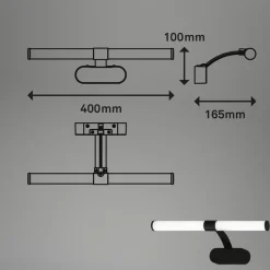 Runt LED-væglampe IP44 arm 4.000 K sort