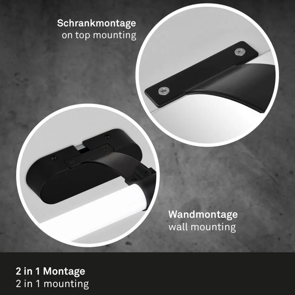 Runt LED-væglampe IP44 arm 4.000 K sort