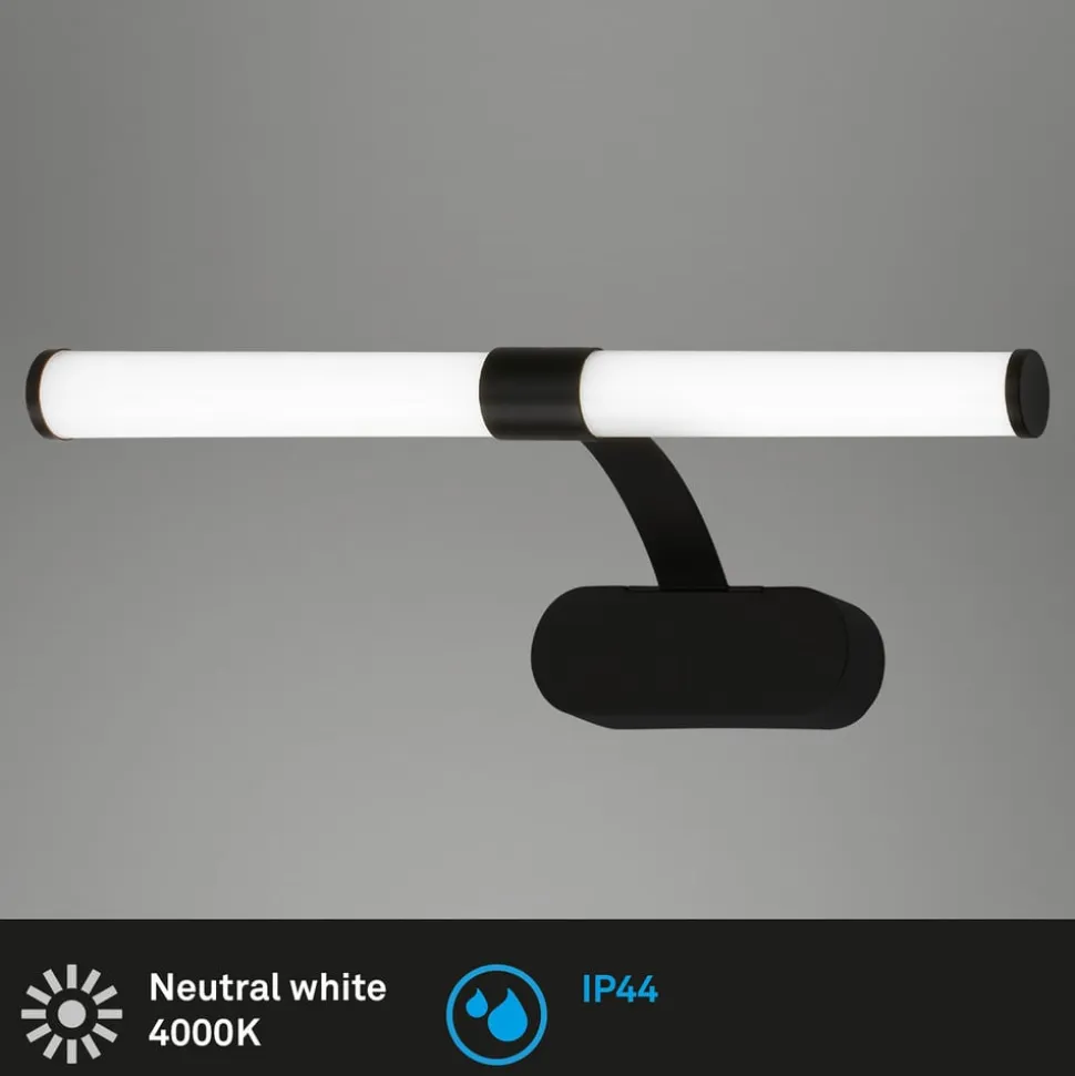 Runt LED-væglampe IP44 arm 4.000 K sort