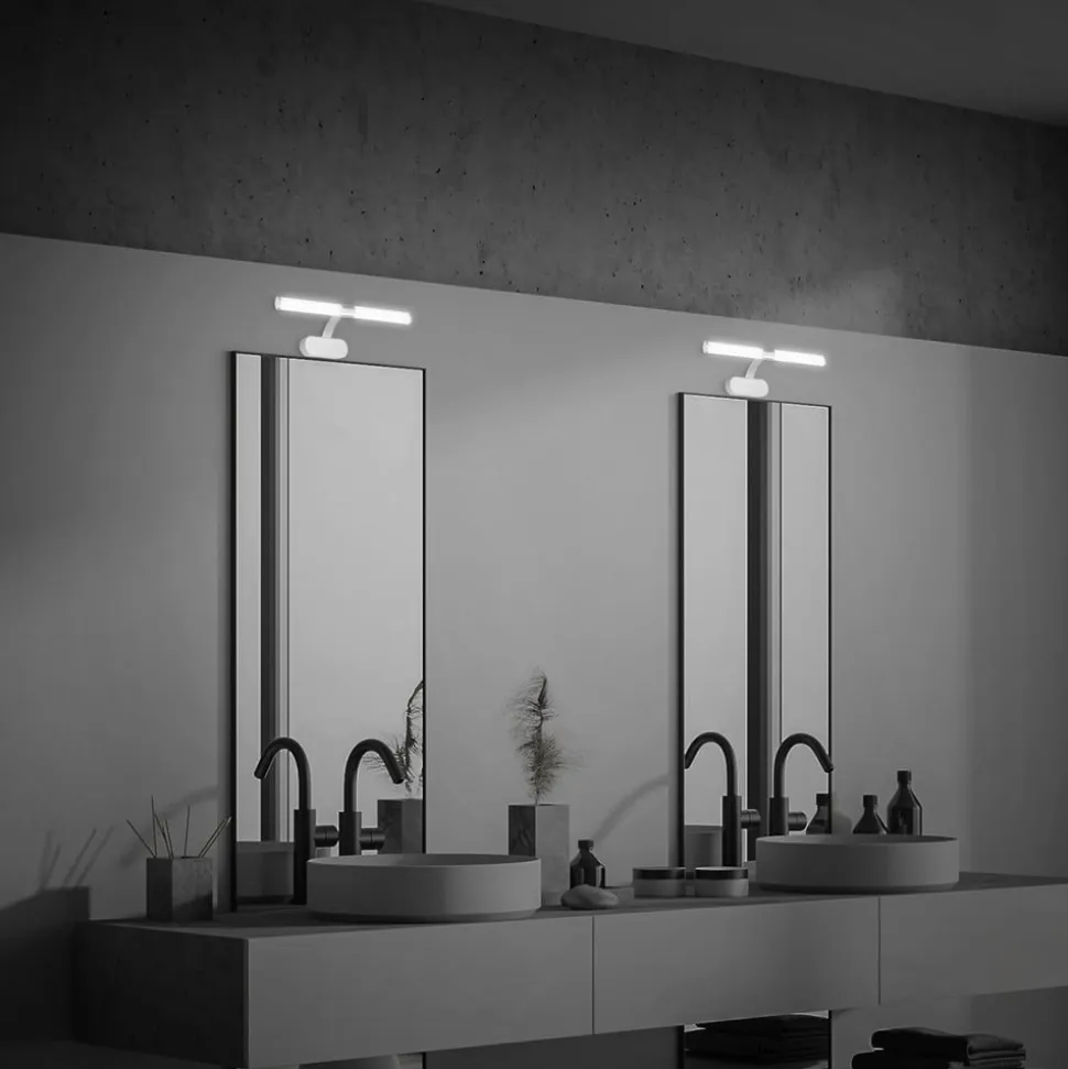 Runt LED-væglampe IP44 arm 4.000 K mat krom