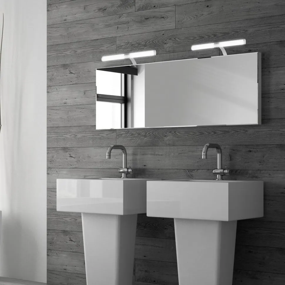 Runt LED-væglampe IP44 arm 4.000 K mat krom