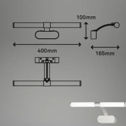 Runt LED-væglampe IP44 arm 4.000 K mat krom