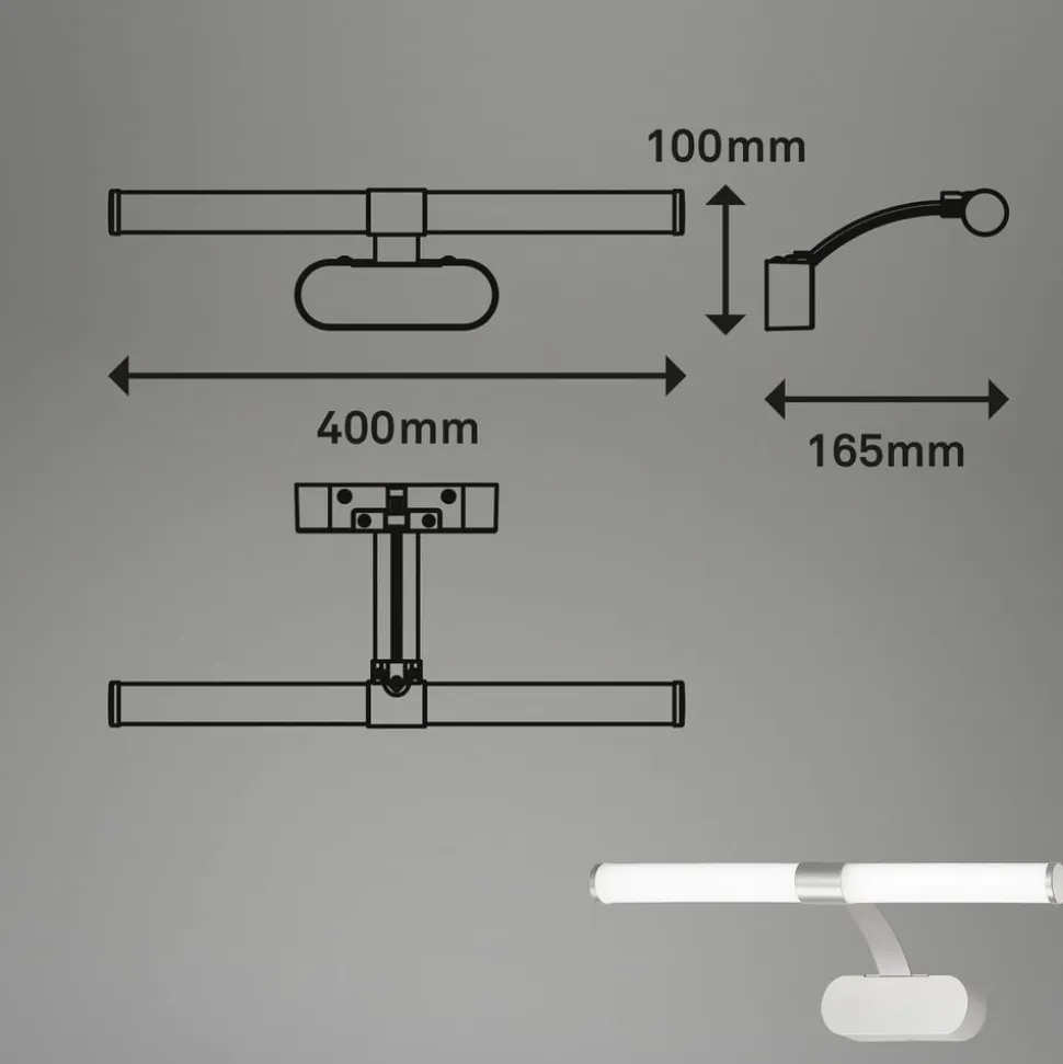 Runt LED-væglampe IP44 arm 4.000 K mat krom