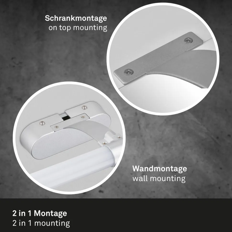 Runt LED-væglampe IP44 arm 4.000 K mat krom