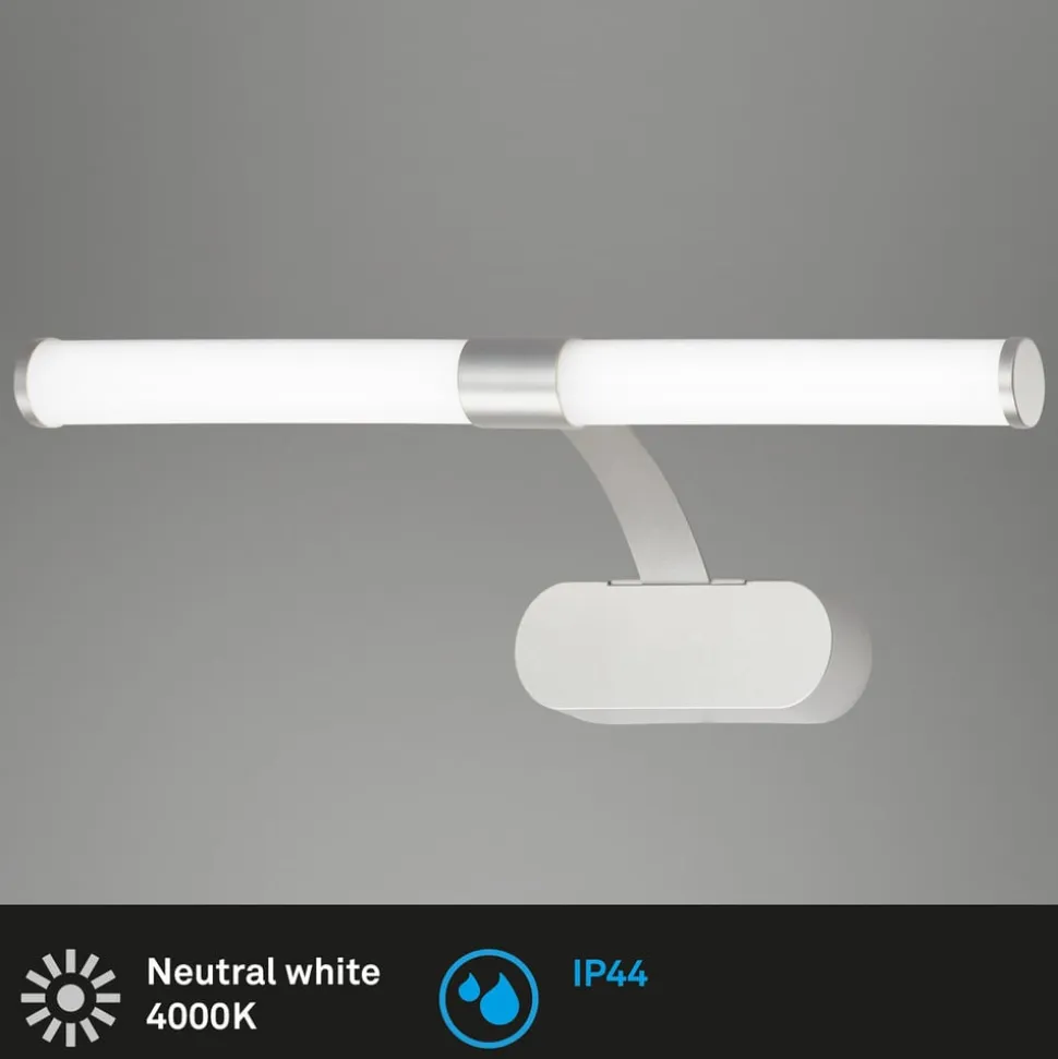 Runt LED-væglampe IP44 arm 4.000 K mat krom