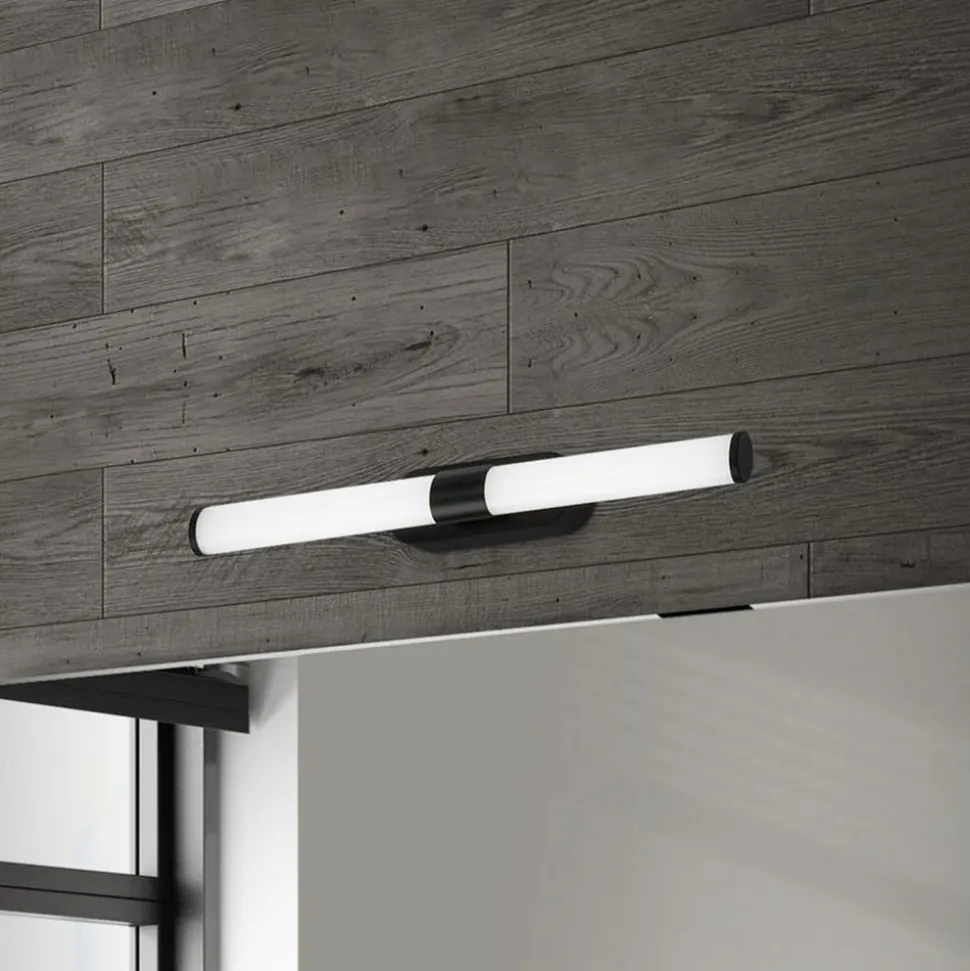 Runt LED-væglampe IP44 direkte 4.000 K sort