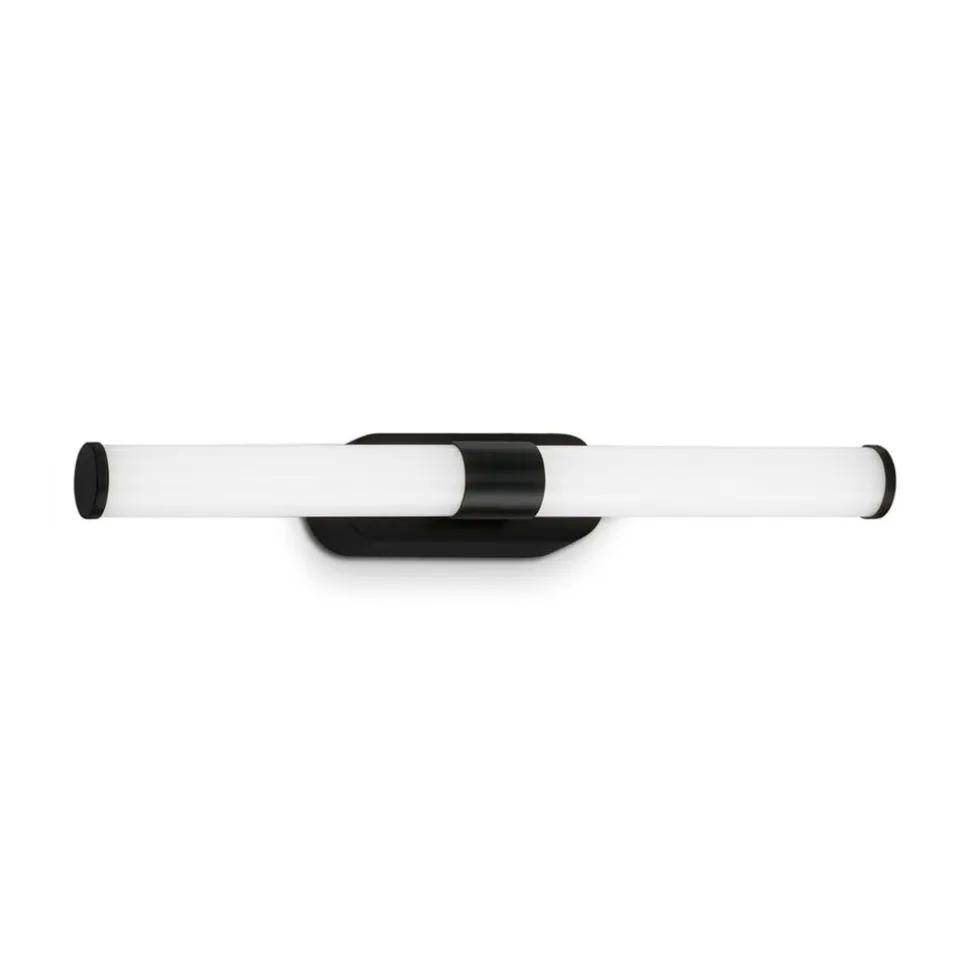 Runt LED-væglampe IP44 direkte 4.000 K sort