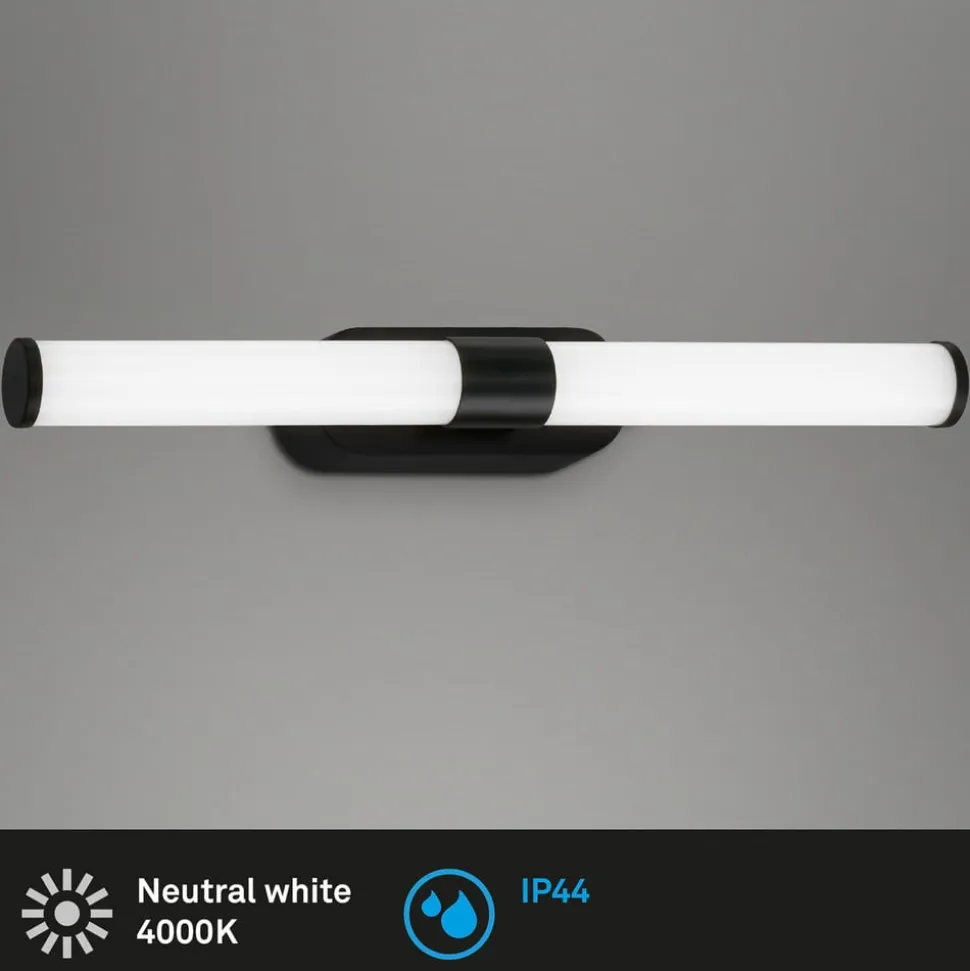 Runt LED-væglampe IP44 direkte 4.000 K sort