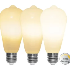 Rustik E27 ST64 LED-pære 6,5W 3-tr.-dæmpning, opal