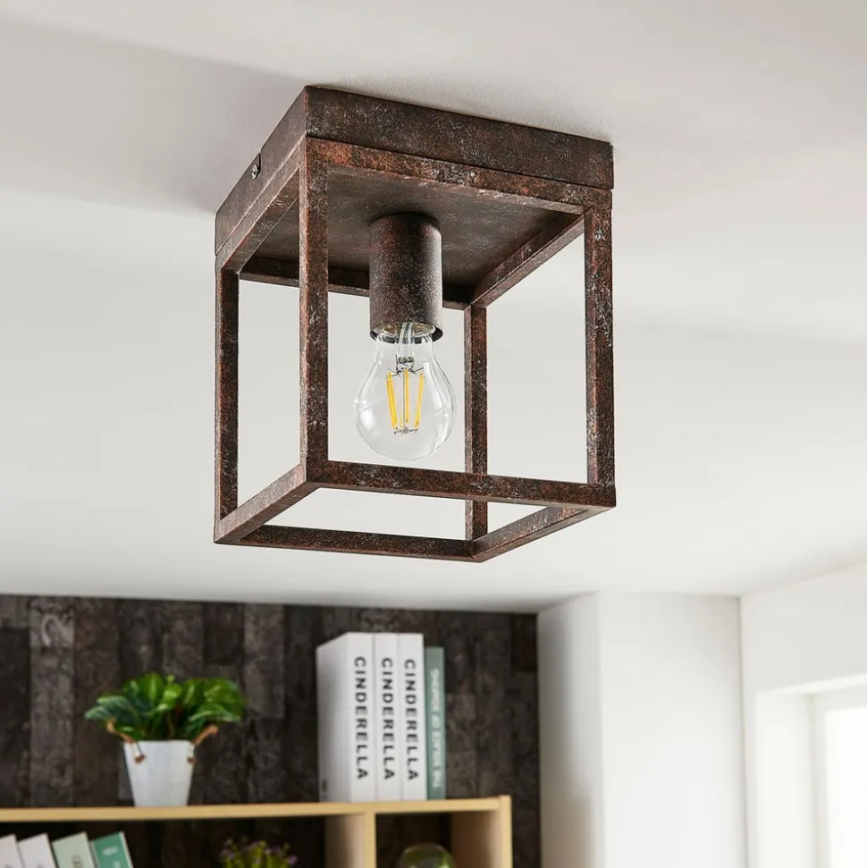 Rustik loftlampe Emin med metalramme