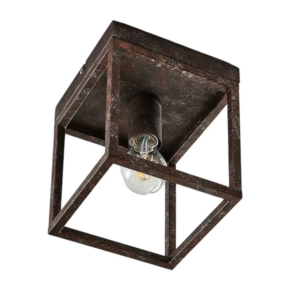 Rustik loftlampe Emin med metalramme