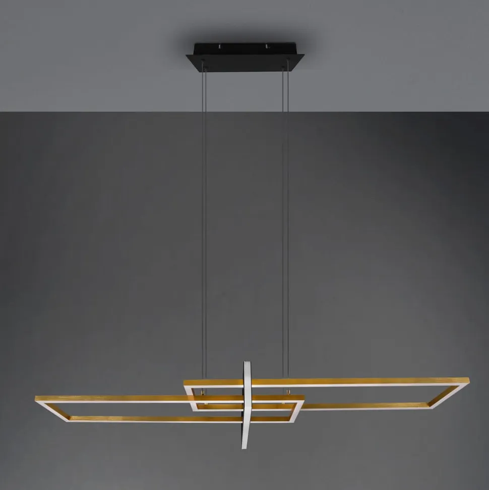 Salinas hængelampe, messingfarvet, metal, 110 cm lang