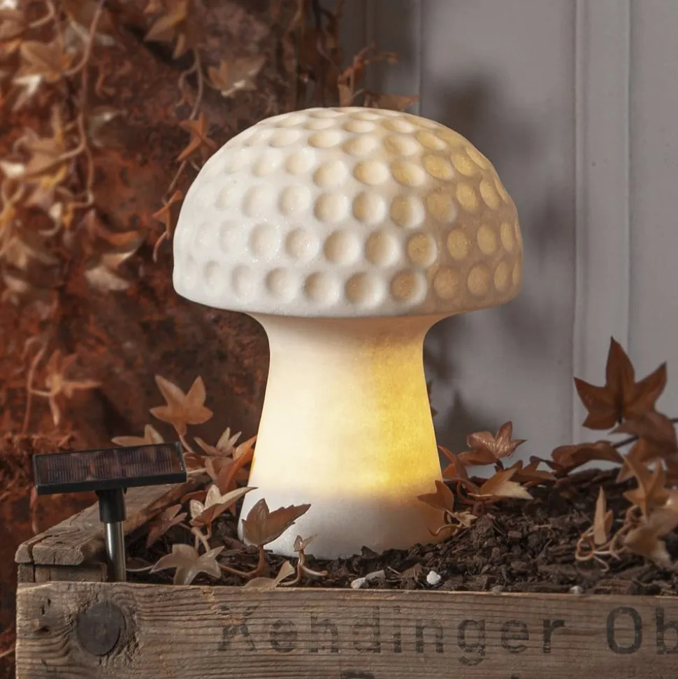 Sandy LED-solcellelampe, 24 cm, hvid, plast, svampeform