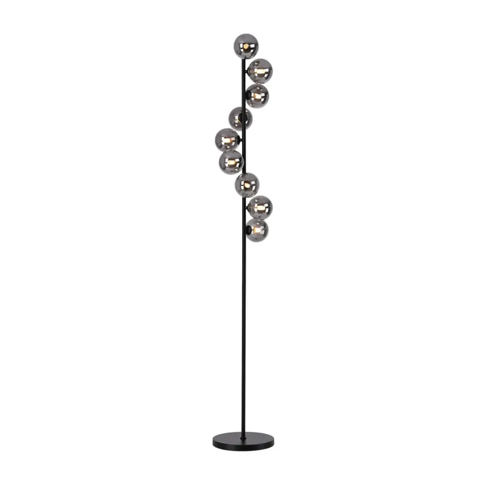 Schöner Wohnen Gulvlampe Dubai, røget glas, 9 lyskilder, G9