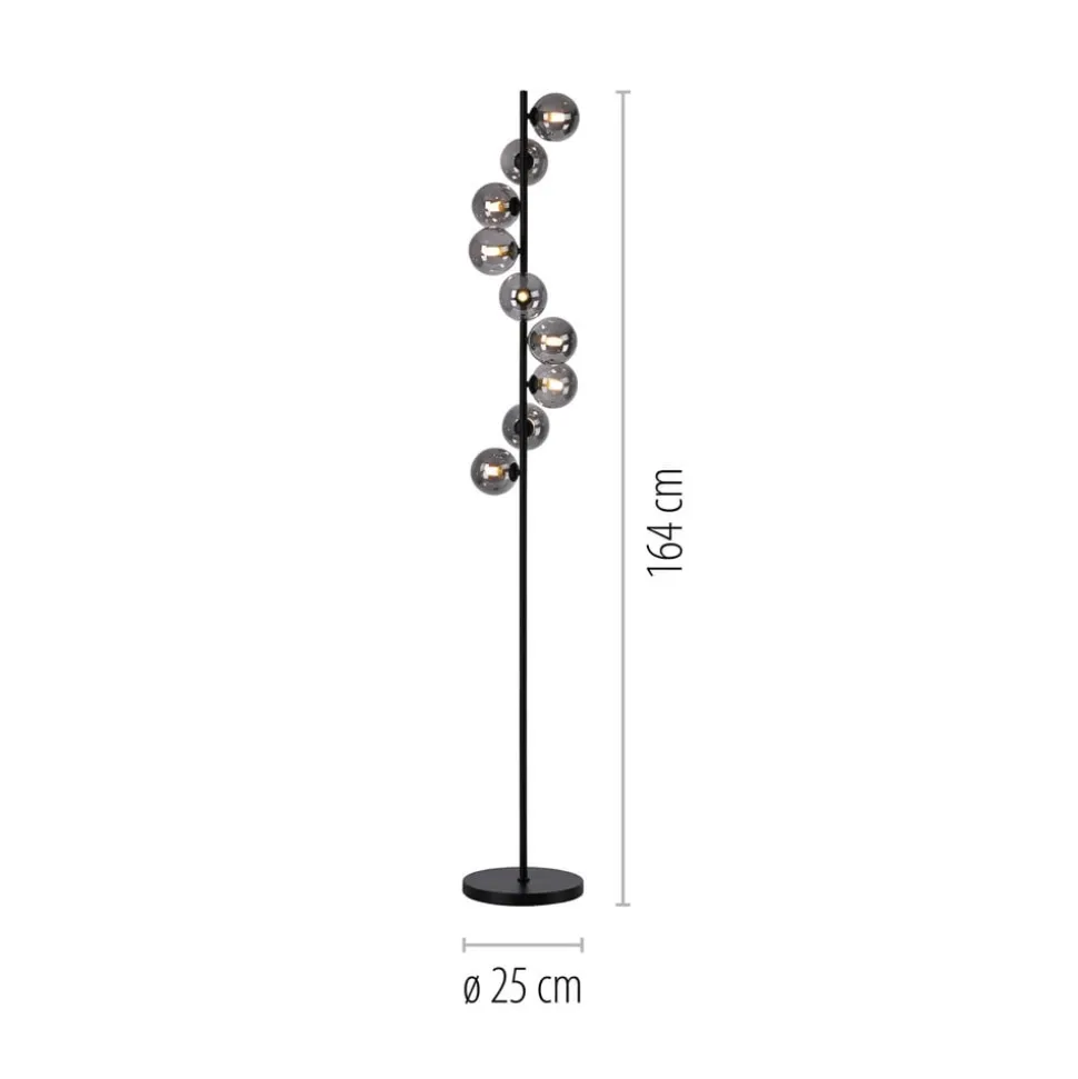 Schöner Wohnen Gulvlampe Dubai, røget glas, 9 lyskilder, G9