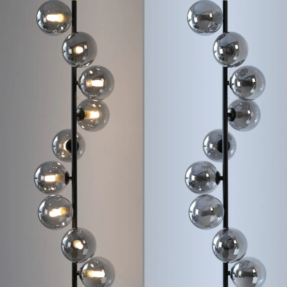 Schöner Wohnen Gulvlampe Dubai, røget glas, 9 lyskilder, G9