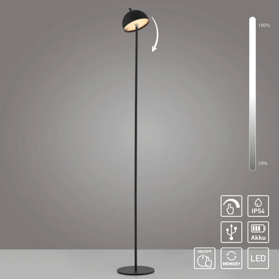 SCHÖNER WOHNEN LED-akku-gulvlampe Bellies, sort, IP54