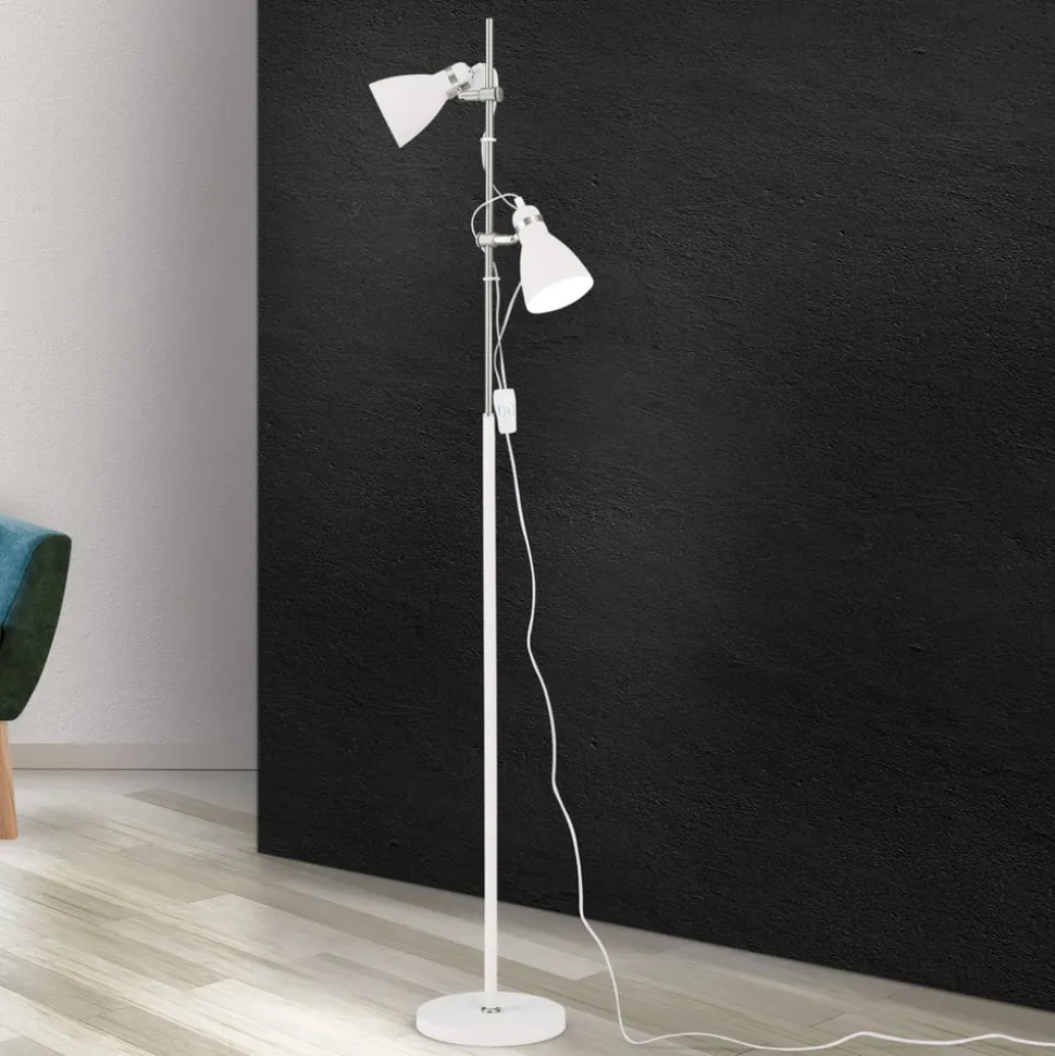 School gulvlampe med to spot, hvid