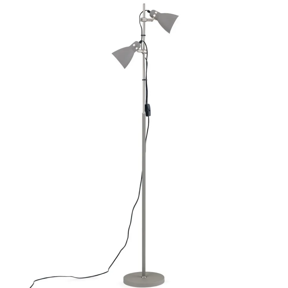 School gulvlampe med to spot, grå