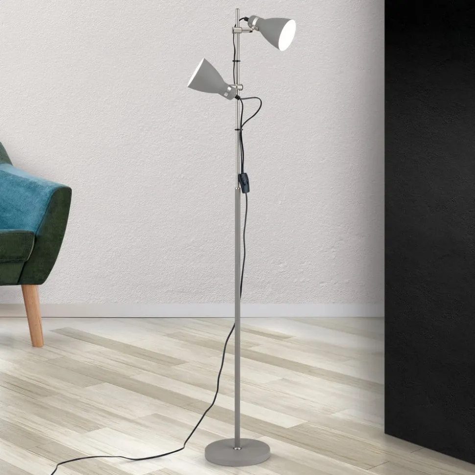 School gulvlampe med to spot, grå