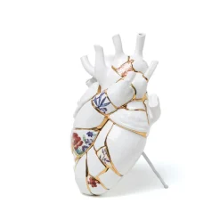 SELETTI Love in Bloom Kintsugi-vase, farverig, porcelæn, guld