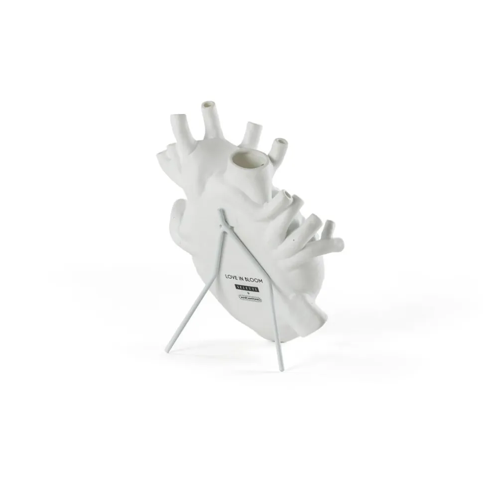 SELETTI Love in Bloom-vase, hvid, hjerteformet, porcelæn