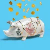 SELETTI sparegris Kintsugi, hvid / farverig, porcelæn, guld
