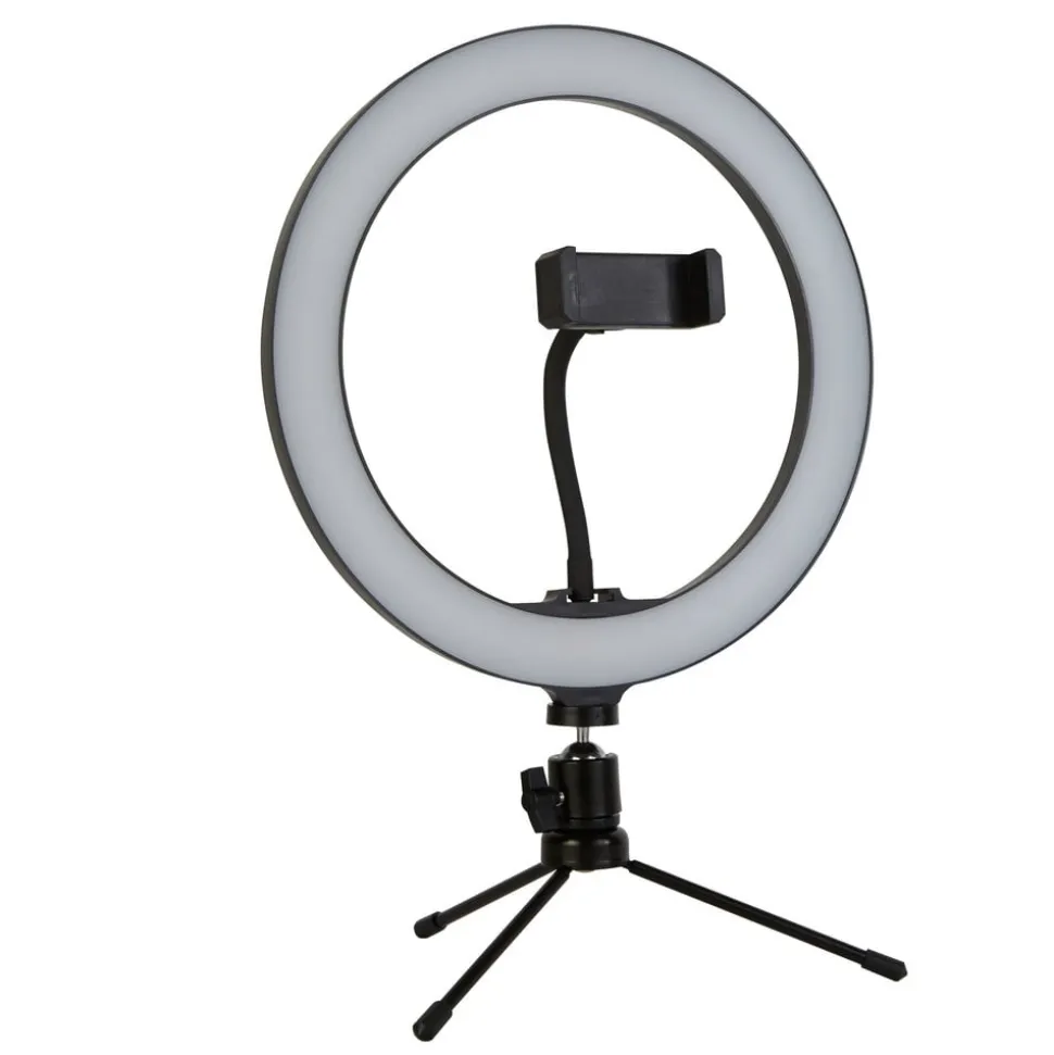 Selfie Tripod LED-ringlampe, mobilholder, USB CCT