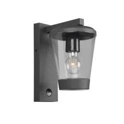 Sensor-udendørs væglampe CAVADO, antracit, højde 28 cm, IP44