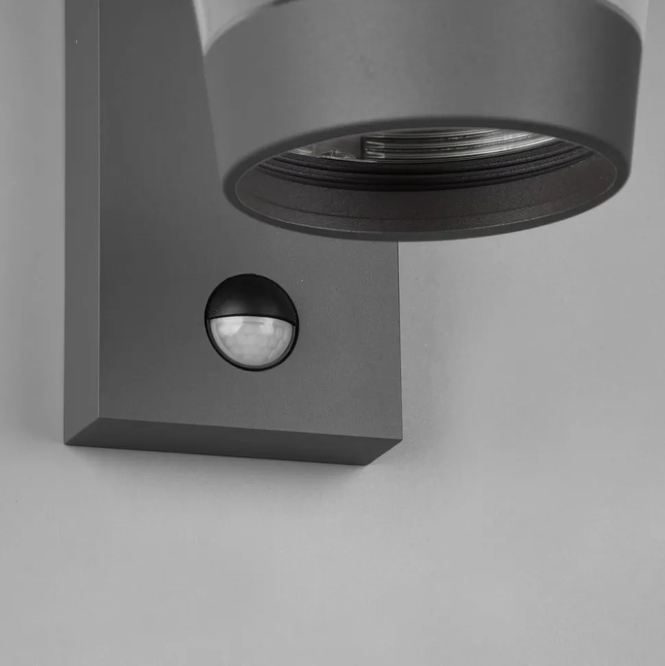 Sensor-udendørs væglampe CAVADO, antracit, højde 28 cm, IP44
