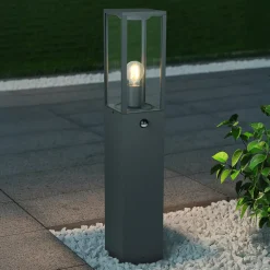 Sensor-vejlampe GARONNE, antracit, højde 80 cm, metal IP44