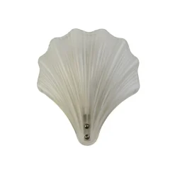 Shell væglampe, hvid satineret, skalform, glas, IP44
