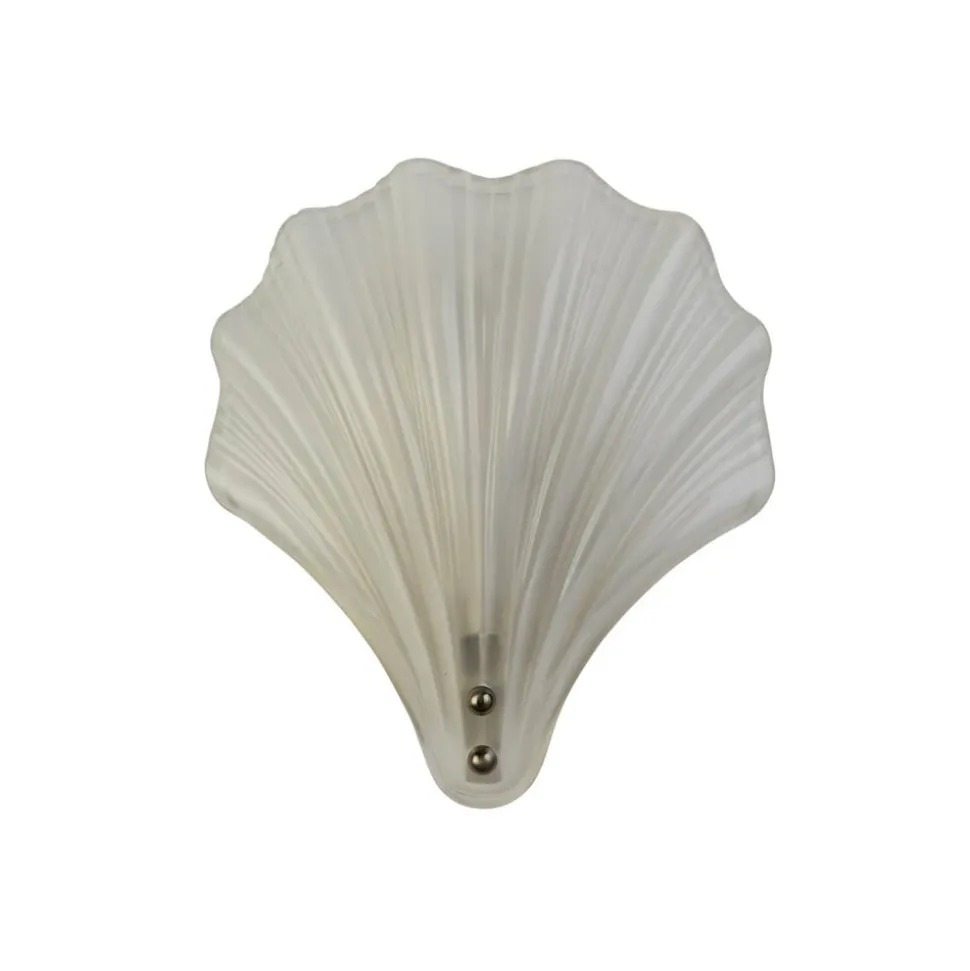 Shell væglampe, hvid satineret, skalform, glas, IP44